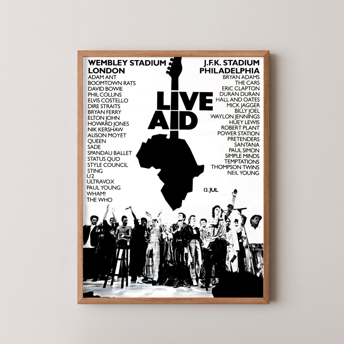 live aid 1985 concert poster – wood frame mockup