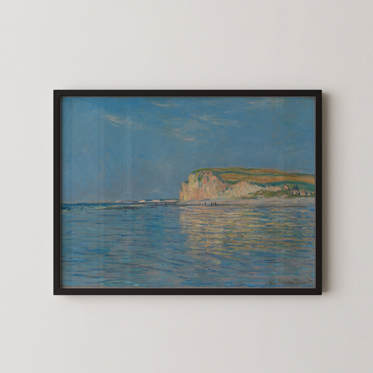 Low Tide at Pourville, near Dieppe, 1882 by Claude Monet, art print in a black frame