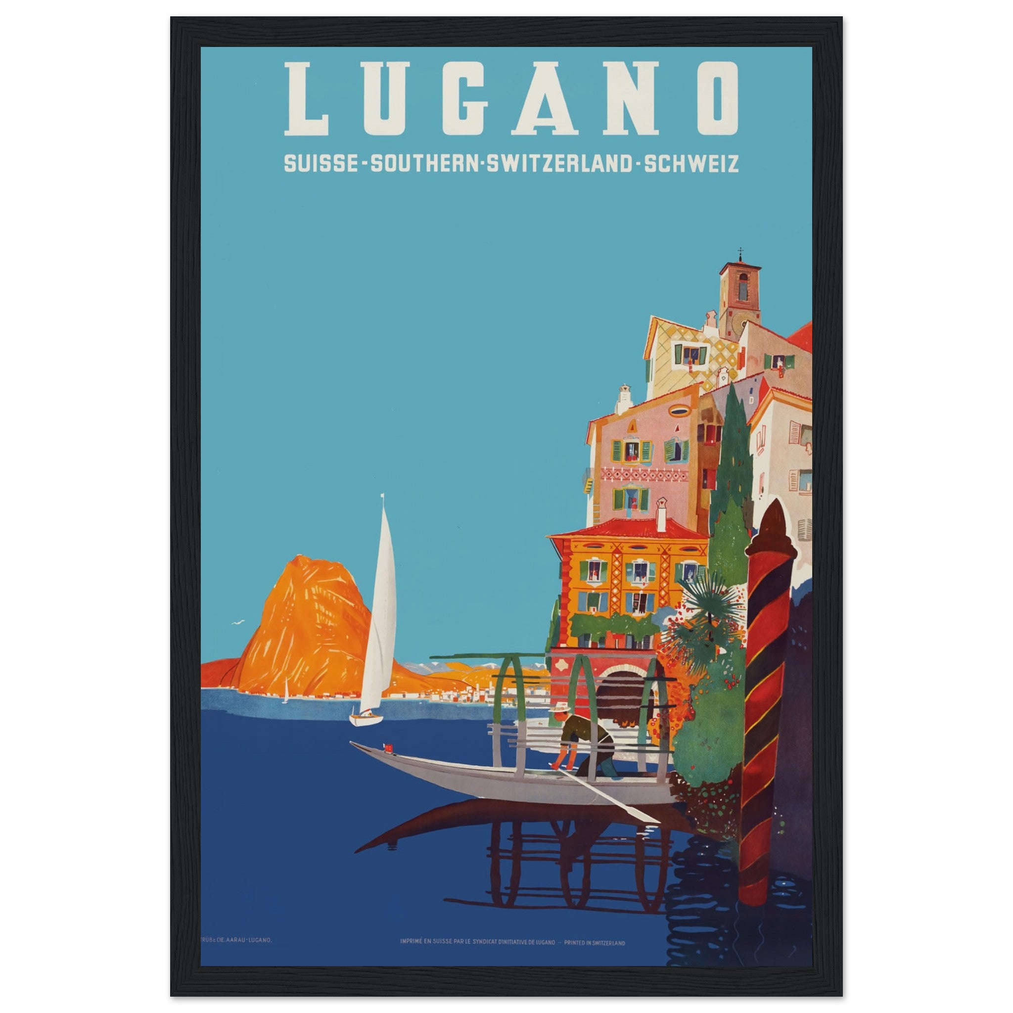 Add a touch of Swiss elegance to your space with this Lugano vintage poster. Featuring a retro design and breathtaking views of Switzerland’s landscapes, this poster highlights the charming beauty of Lugano. Ideal for home decor, travel enthusiasts, and collectors of Swiss memorabilia, it captures the essence of the city’s lake views, alpine beauty, and Swiss culture. Whether displayed in your living room, office, or bedroom, this Switzerland retro print brings timeless appeal to any wall. Order today and b