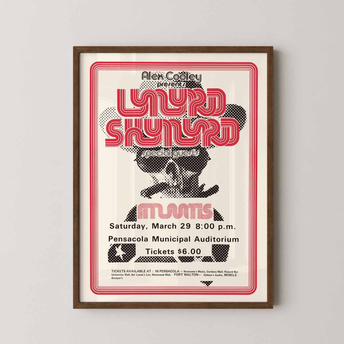 lynyrd skynyrd concert poster – darkwood frame mockup