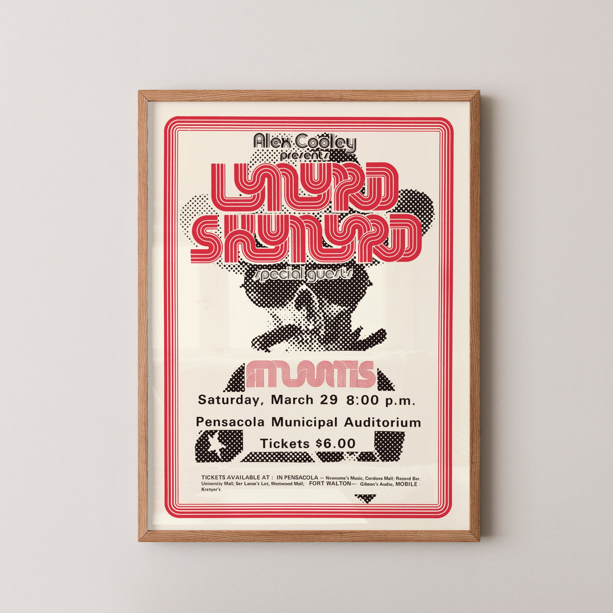 lynyrd skynyrd concert poster – wood frame mockup