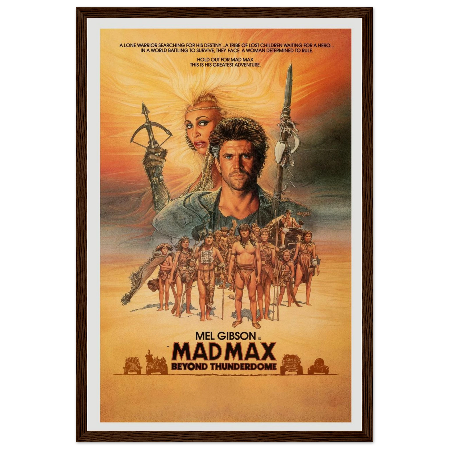 High-quality reproduction of the Mad Max: Beyond Thunderdome film poster, featuring dramatic key art and gritty sci-fi adventure style.