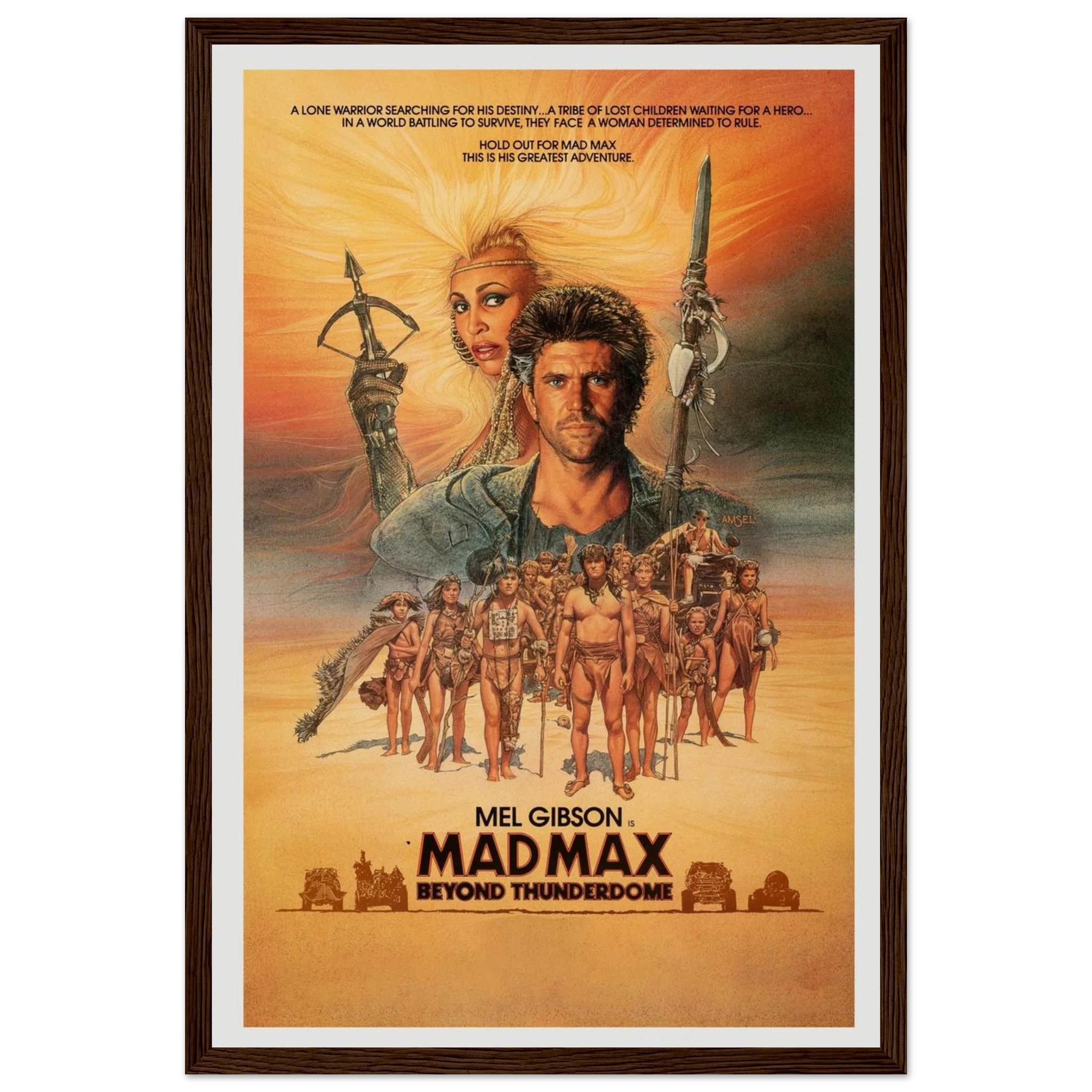 High-quality reproduction of the Mad Max: Beyond Thunderdome film poster, featuring dramatic key art and gritty sci-fi adventure style.