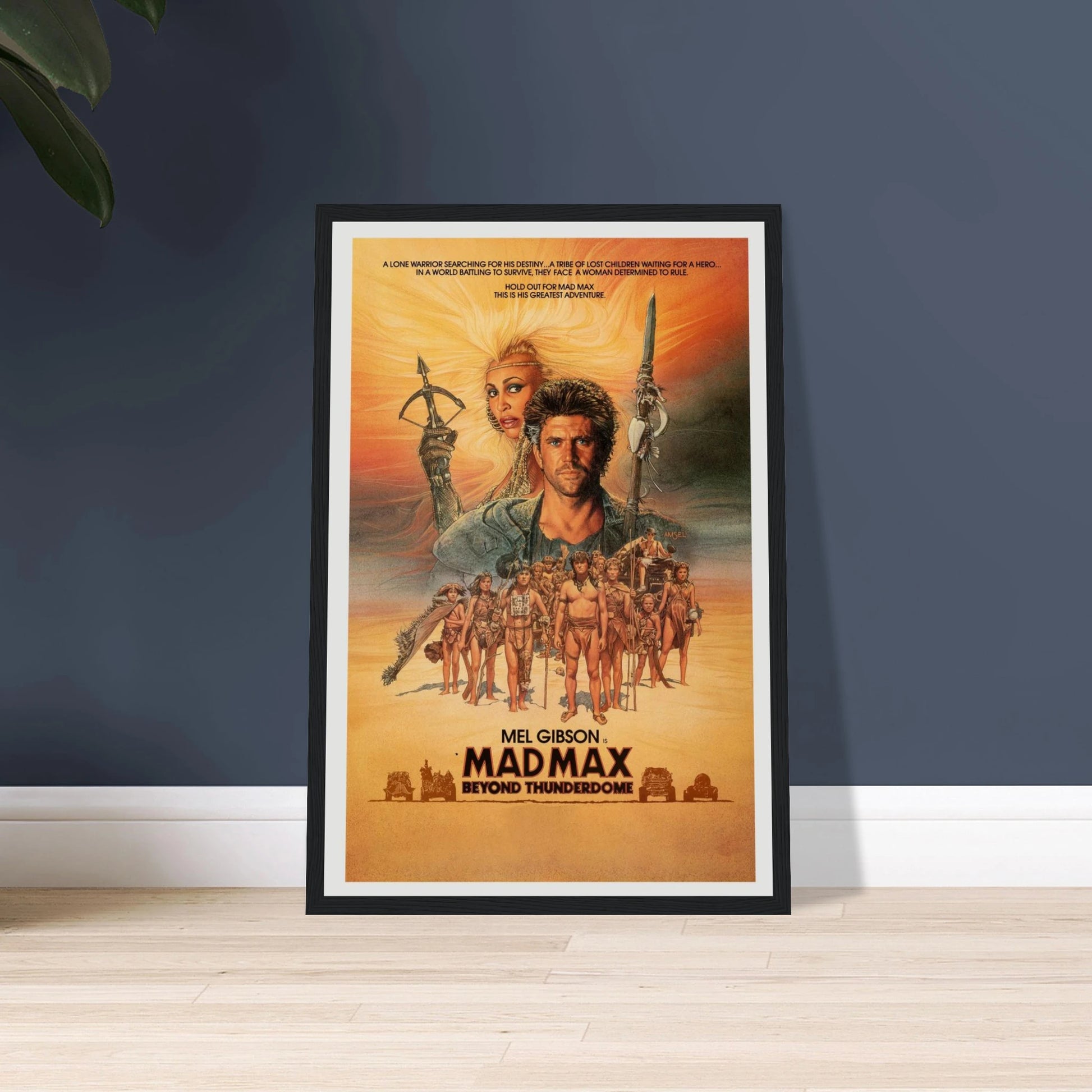 Step into the post-apocalyptic world of Mad Max: Beyond Thunderdome with this vintage-style movie poster from the cult 1985 classic starring Mel Gibson and Tina Turner. Featuring dramatic key art, gritty 80s design, and the unforgettable look of a world gone mad, this poster is a must-have for fans of sci-fi cinema, dystopian aesthetics, and retro action films. Whether you're decking out a media room, game den, or film-lover’s wall, this high-quality reproduction brings the thrill and chaos of Thunderdome t