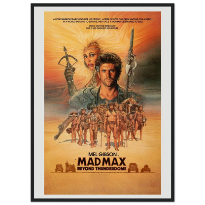 Vintage wall decor print of Mad Max: Beyond Thunderdome (1985), ideal for home theaters, game rooms, and fans of classic 80s film art.