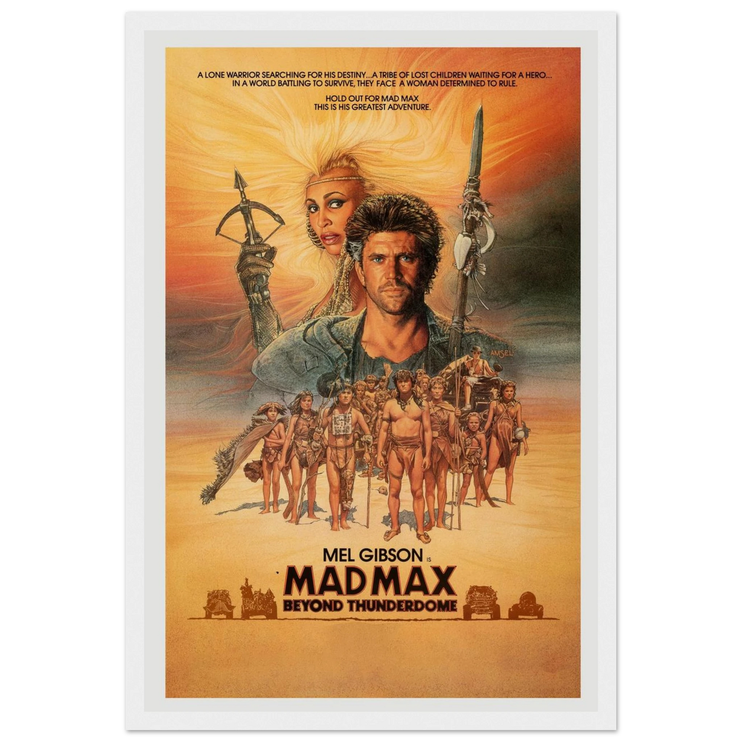 Wall art print of Mad Max: Beyond Thunderdome, a cult classic 1985 movie poster perfect for retro media rooms and film lovers.
