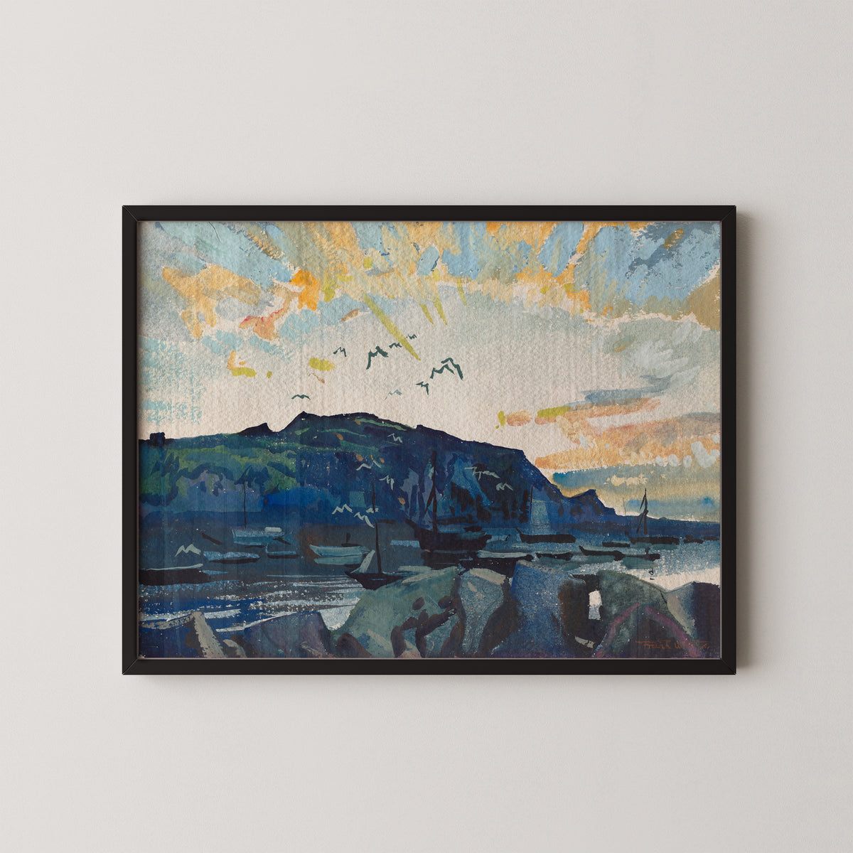 Manana Islands by Frank Wilcox, art print in a black frame
