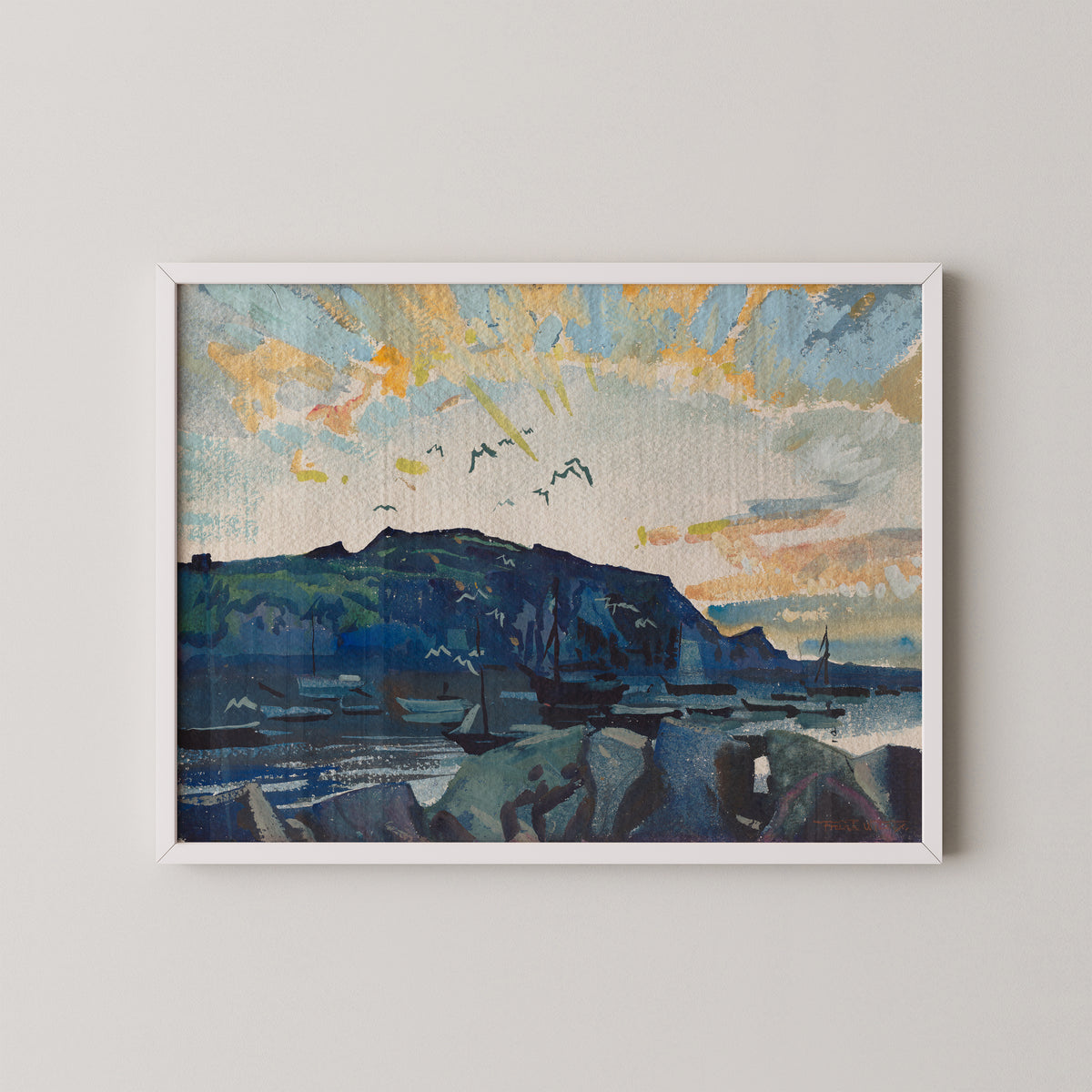 Manana Islands by Frank Wilcox, art print in a white frame