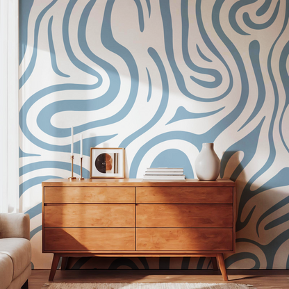 Marea Blue – Abstract Organic Wallpaper