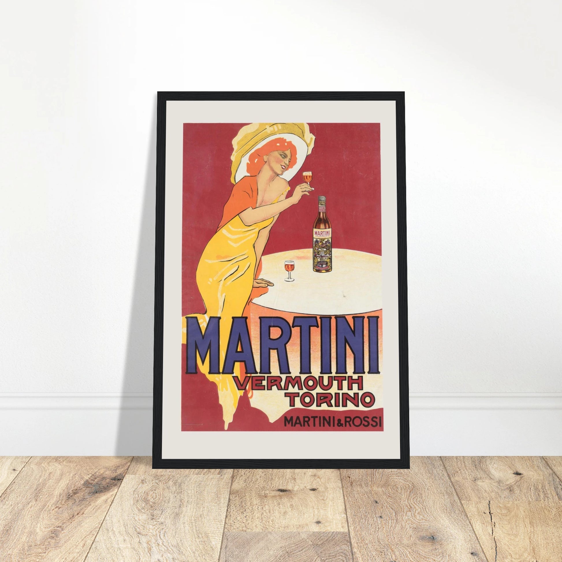 Step into the glamorous world of Italian aperitifs with this stunning Martini & Rossi Vermouth retro poster from Torino, Italy. Known worldwide for its iconic vermouth, Martini & Rossi has been a symbol of Italian sophistication since its founding in the 19th century. This vintage print beautifully captures the brand's classic elegance, blending vintage advertising style with a nod to Italy's rich drink heritage. Perfect for collectors of Italian advertising art, fans of vintage drink posters, and lovers of
