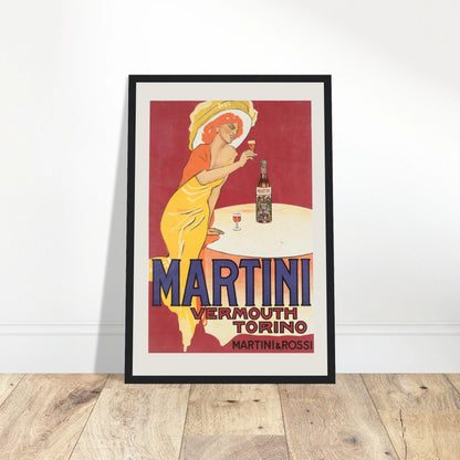 Step into the glamorous world of Italian aperitifs with this stunning Martini & Rossi Vermouth retro poster from Torino, Italy. Known worldwide for its iconic vermouth, Martini & Rossi has been a symbol of Italian sophistication since its founding in the 19th century. This vintage print beautifully captures the brand's classic elegance, blending vintage advertising style with a nod to Italy's rich drink heritage. Perfect for collectors of Italian advertising art, fans of vintage drink posters, and lovers of