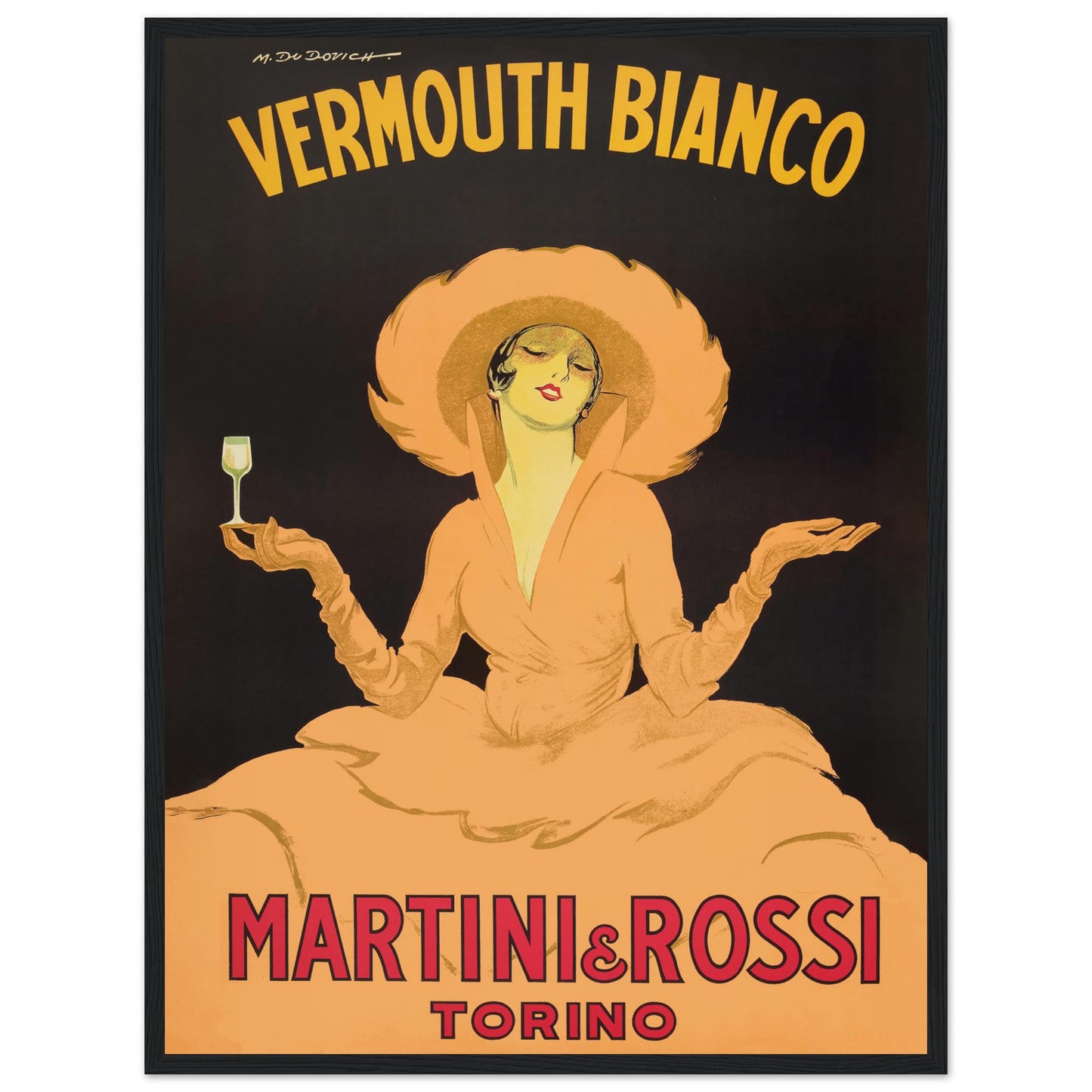 Martini & Rossi Torino vintage print showcasing iconic Vermouth Bianco poster art — collectible Italian advertising design.