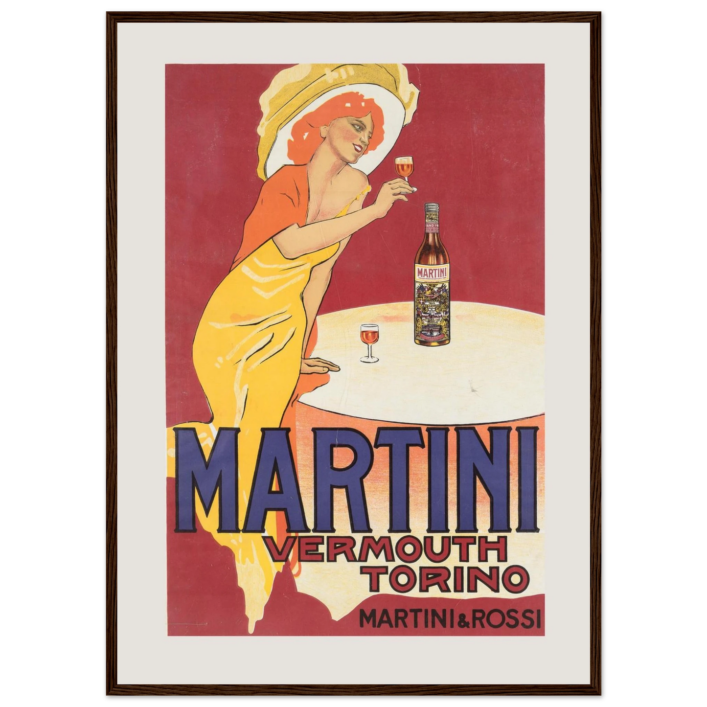 Vintage Italian advertising poster for Martini & Rossi Vermouth, capturing timeless elegance and mid-century European graphic design.