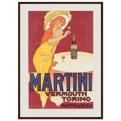 Vintage Italian advertising poster for Martini & Rossi Vermouth, capturing timeless elegance and mid-century European graphic design.