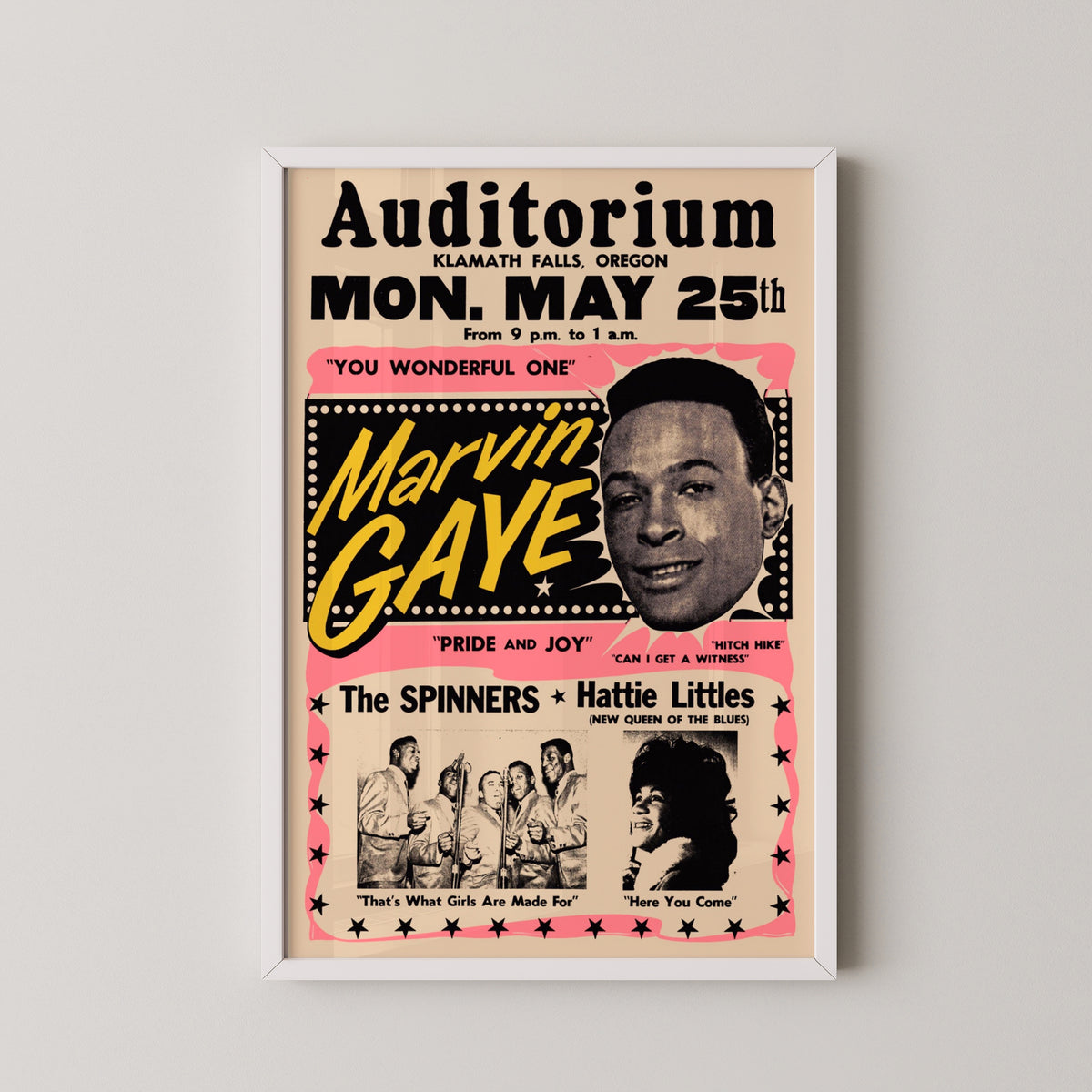 marvin gaye concert poster – white frame mockup