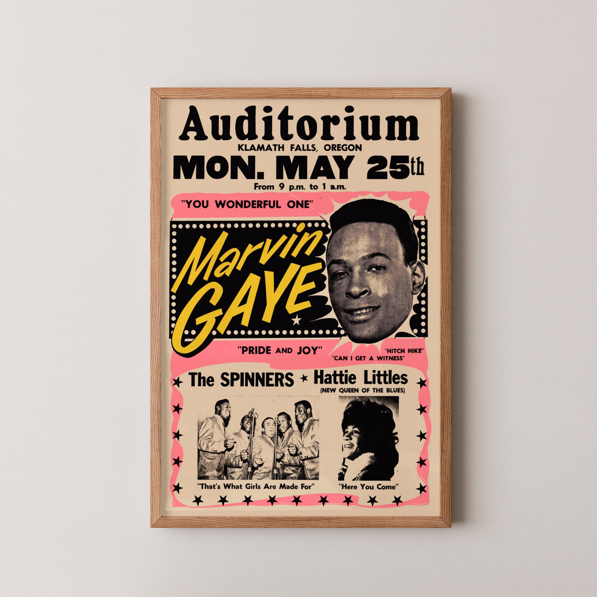 marvin gaye concert poster – wood frame mockup