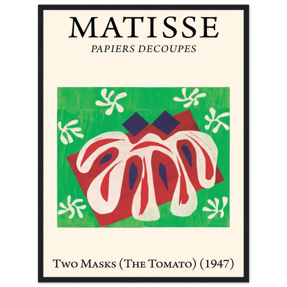 olorful artwork by Henri Matisse, Two Masks and The Tomato, printed on archival-quality paper in vibrant, expressive cut-out style.