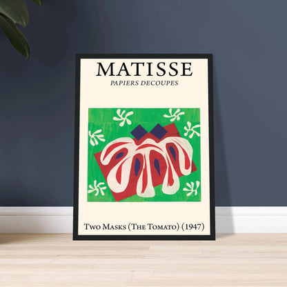 This high-quality reproduction features two vibrant works from Henri Matisse’s Papiers découpés (cut-outs): Two Masks and The Tomato. Created during the artist’s late career, these pieces exemplify Matisse’s bold exploration of shape, color, and negative space, using hand-cut paper as a medium for pure expression. Two Masks presents abstracted faces in striking contrast, while The Tomato celebrates natural forms through stylized, organic shapes. Printed on archival-quality paper, these poster prints make po