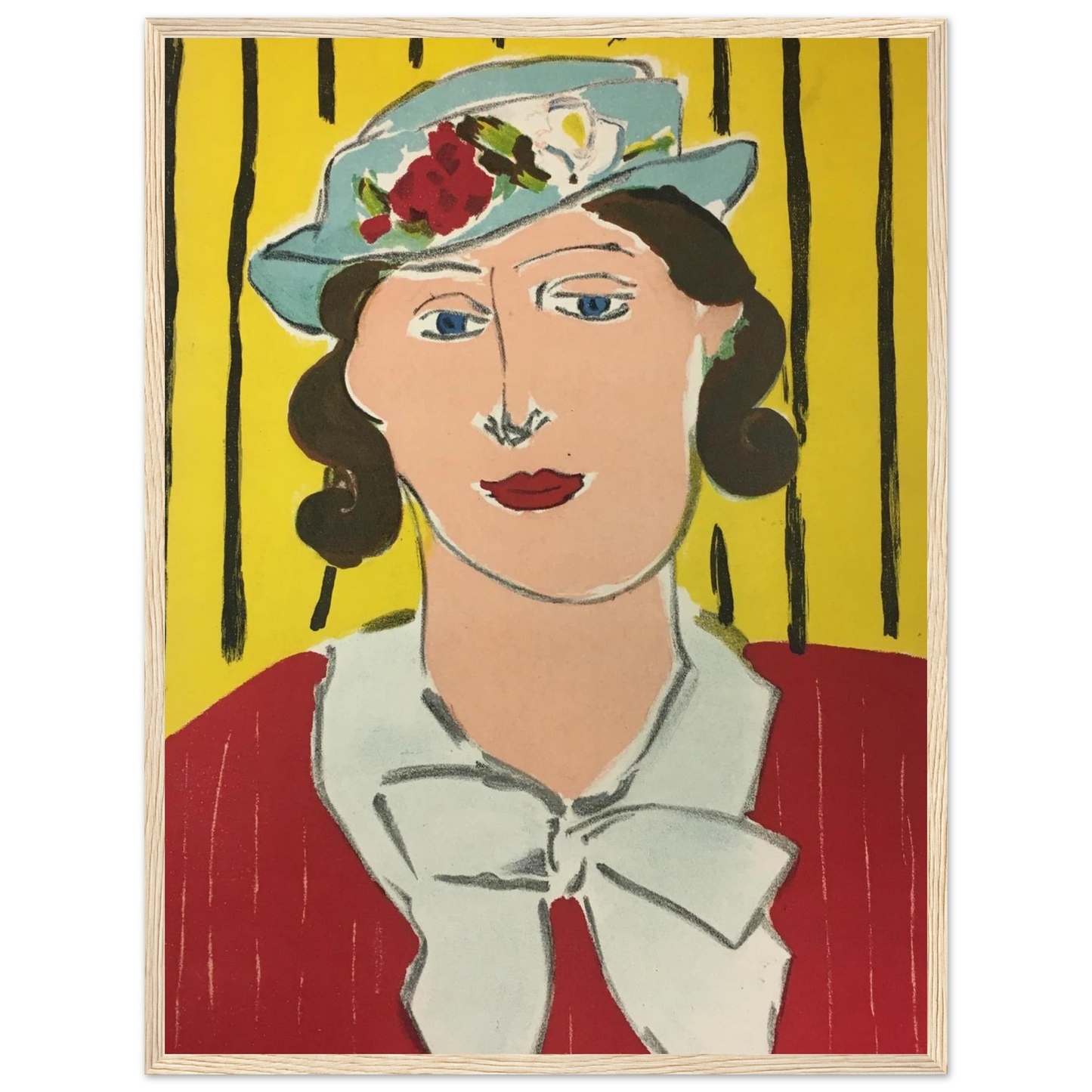 Fauvist masterpiece Femme au Chapeau by Henri Matisse, reproduced as a fine art print showcasing wild color and modernist innovation.