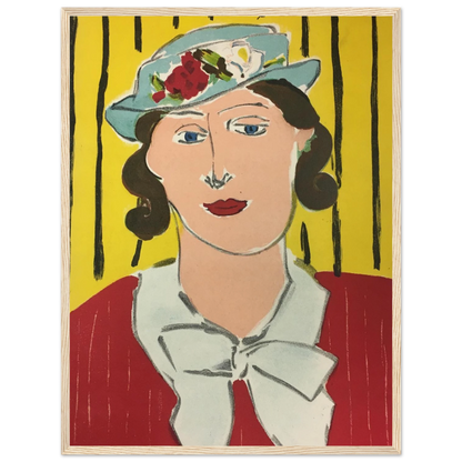 Fauvist masterpiece Femme au Chapeau by Henri Matisse, reproduced as a fine art print showcasing wild color and modernist innovation.
