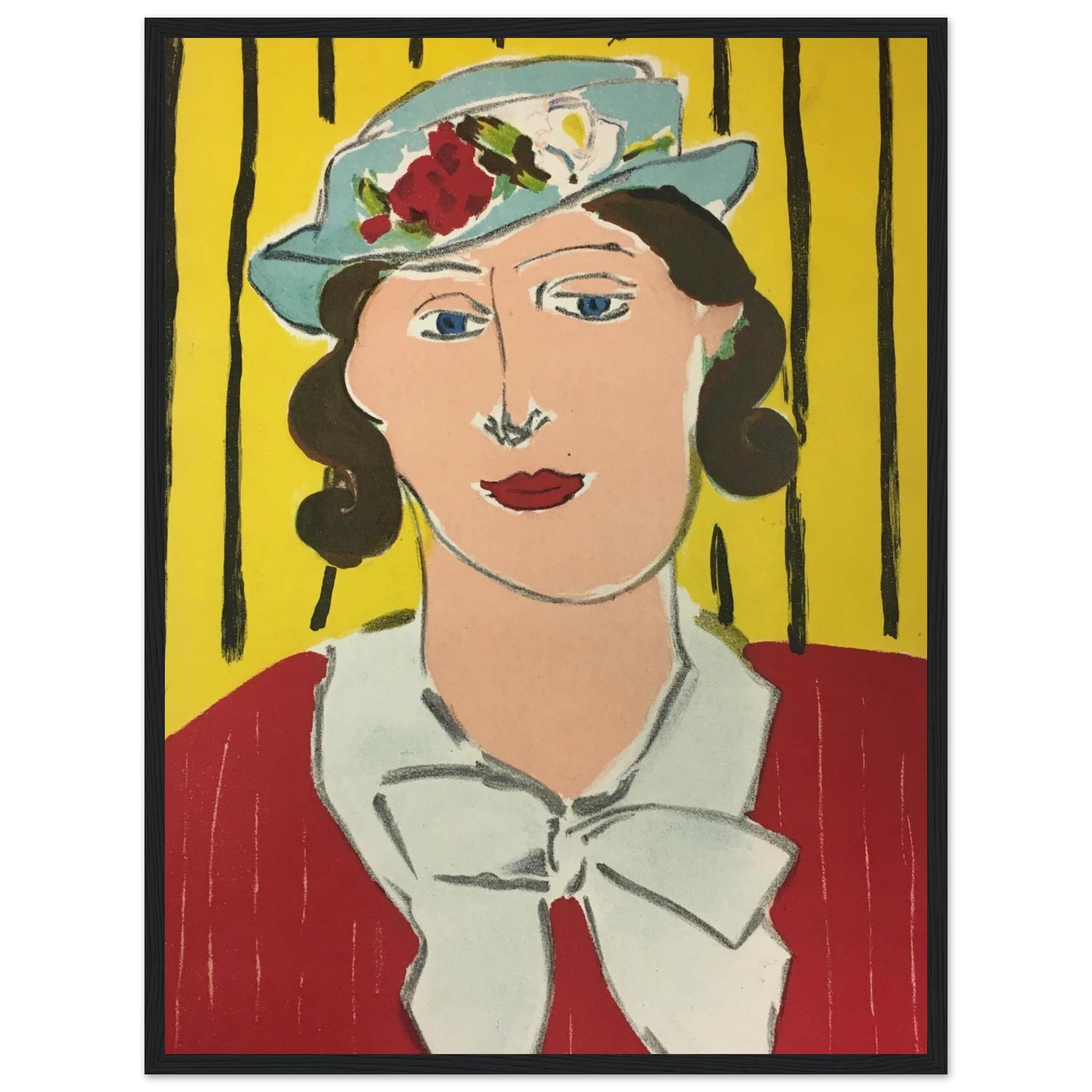 High-quality reproduction of Femme au Chapeau (1905) by Henri Matisse, a Fauvist portrait known for its bold color and expressive brushwork.