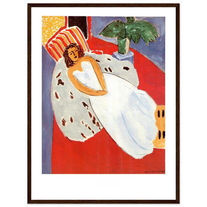 Classic reproduction of Matisse’s Femme en blanc, a celebrated portrait balancing harmony, strength, and decorative richness.