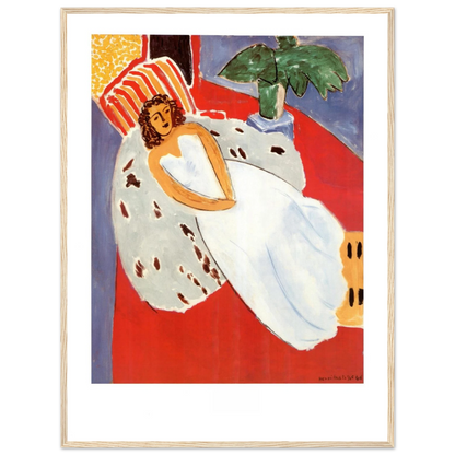 French modernist painting Femme en blanc by Henri Matisse, offered as an archival art print for collectors and interior decor.