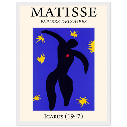 Mid-century modern wall decor featuring Matisse’s Icarus cut-out, a 1947 Jazz series classic with bold color and simplified form.