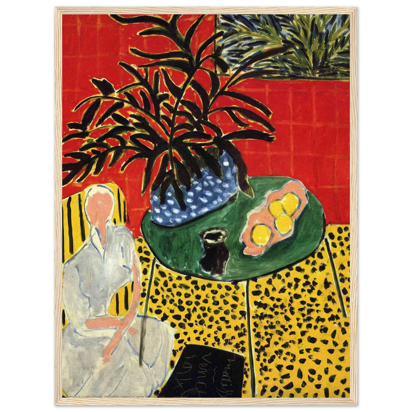 French modernist art print of Interior with Black Fern by Matisse, ideal wall decor for design-focused and contemporary interiors.