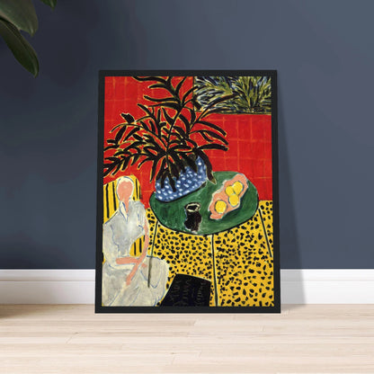This high-quality reproduction of Interior with Black Fern (Intérieur con Fougère Noire, 1948) by Henri Matisse is a vibrant expression of his late-career cut-out style and fascination with interior spaces. The composition balances bold color blocks, a richly patterned interior, and the distinctive silhouette of a black fern, creating a scene that feels both playful and structured. Printed on archival-grade paper, this poster print offers stunning wall art for modern interiors, creative spaces, and design-f
