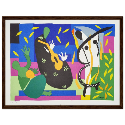 Wall art print of Matisse’s La Tristesse du Roi, a vibrant late-career cut-out expressing rhythm, movement, and lyrical color harmony.