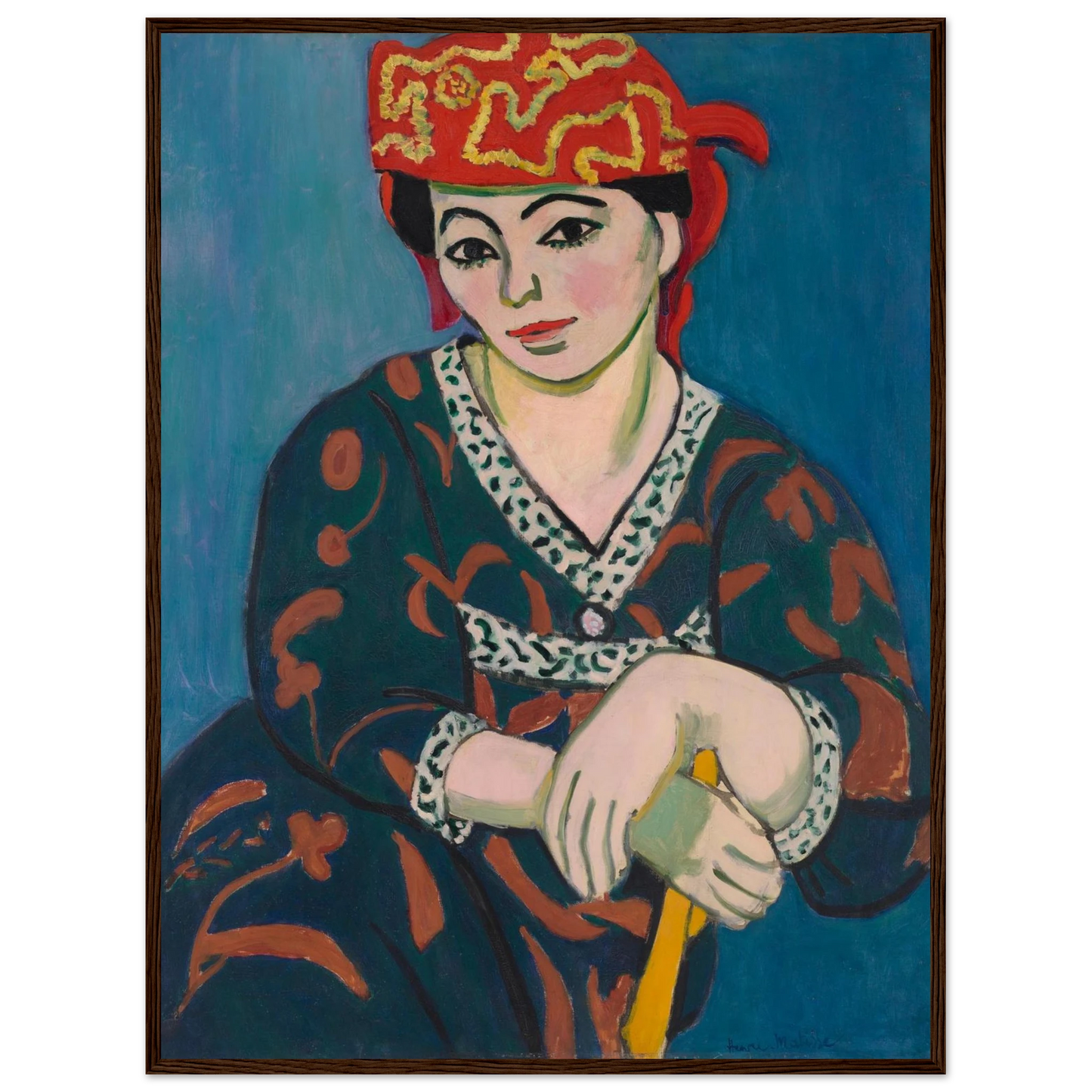 Artwork reproduction of Matisse’s Red Madras Headdress, a portrait highlighting his fascination with exotic textiles and bold design.