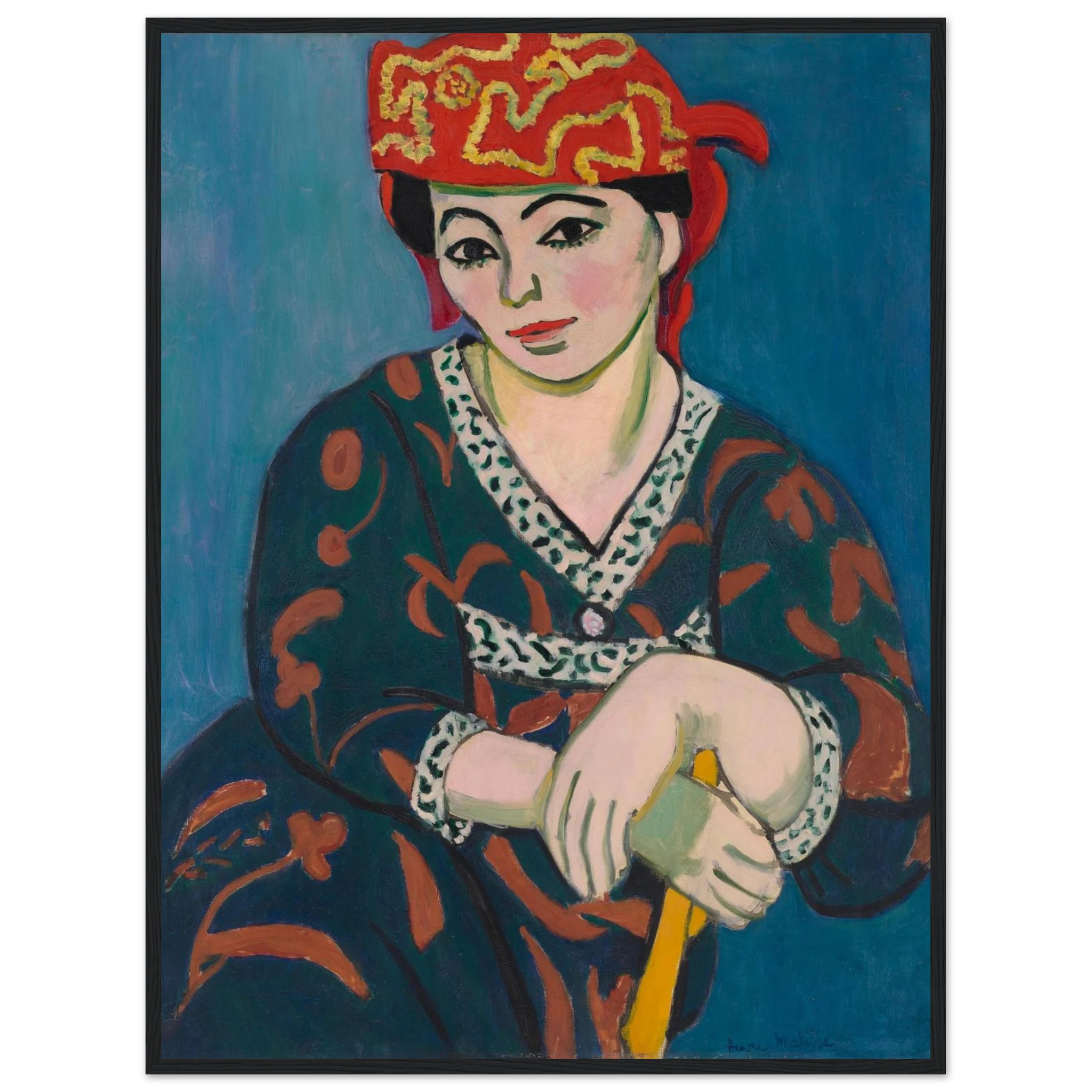 Fauvism masterpiece Red Madras Headdress by Henri Matisse, reproduced as a fine art print with striking red tones and decorative detail.