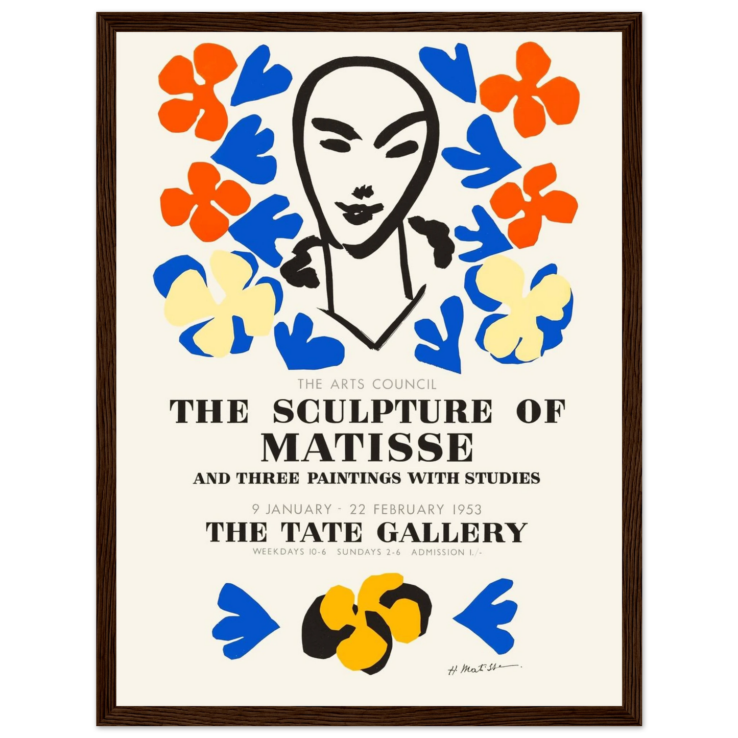 Modern art reproduction poster inspired by The Sculpture of Matisse exhibition, highlighting the artist’s minimalist sculptural vision.