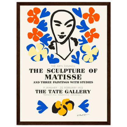 Modern art reproduction poster inspired by The Sculpture of Matisse exhibition, highlighting the artist’s minimalist sculptural vision.