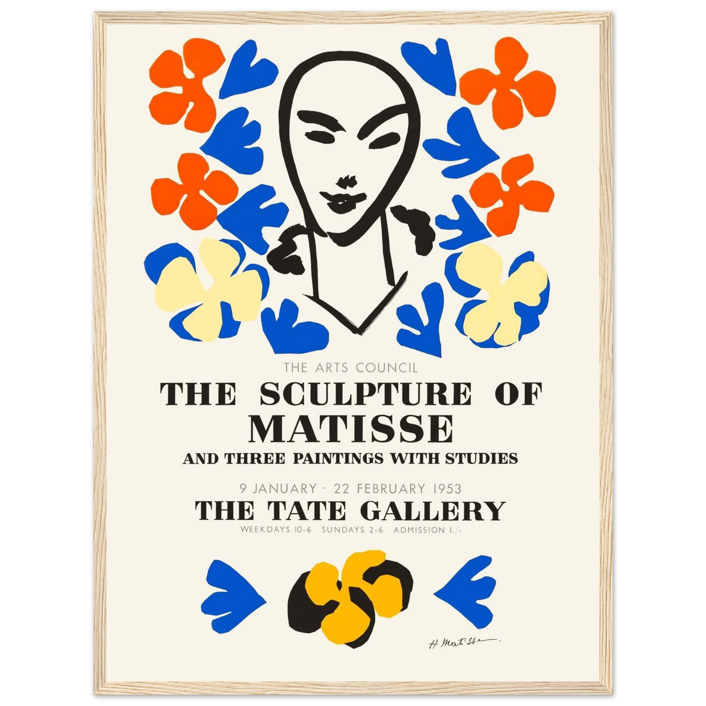 Museum-style exhibition poster from The Sculpture of Matisse at the Tate Gallery, showcasing his modernist approach to three-dimensional art.