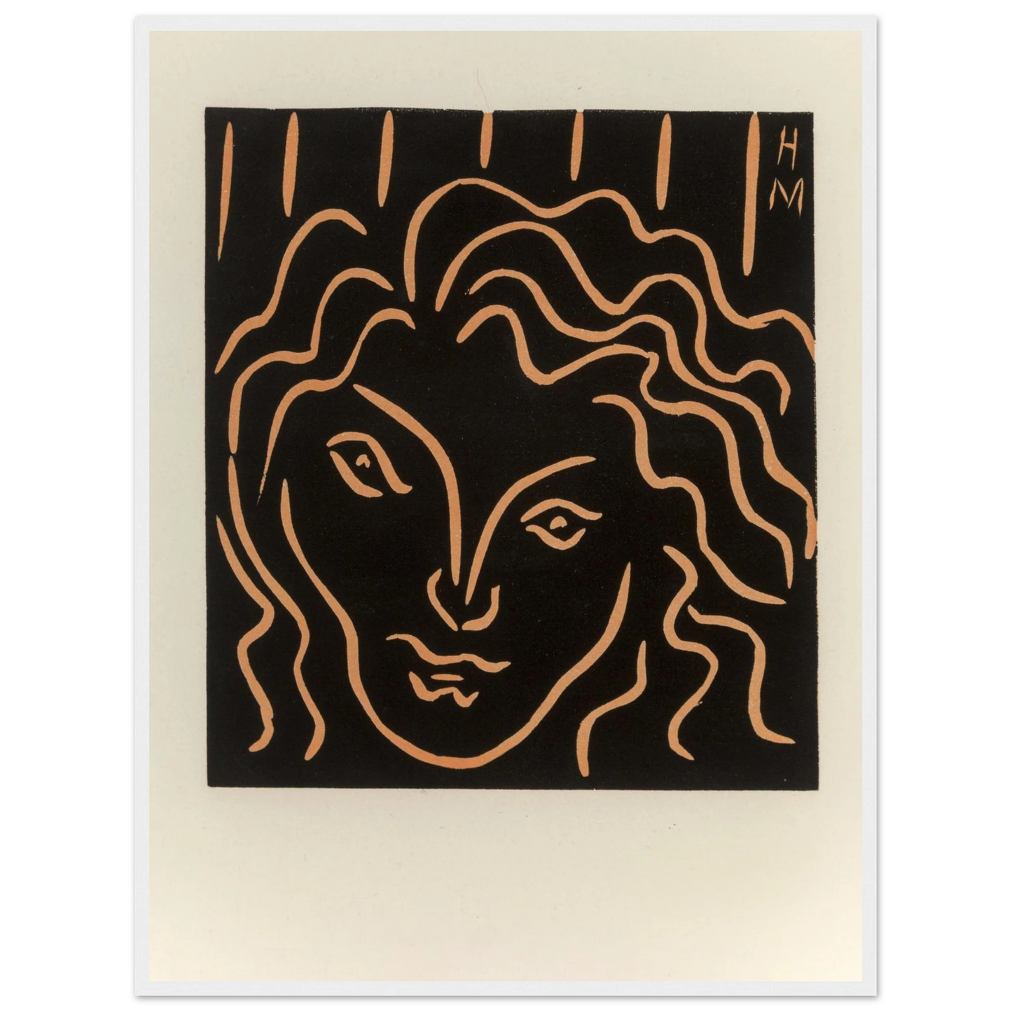 Contemporary wall decor featuring Matisse’s Tête de Femme, a clean, modern line drawing ideal for Scandinavian and minimalist interiors.