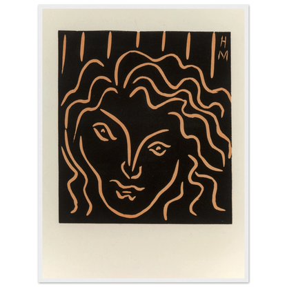 Contemporary wall decor featuring Matisse’s Tête de Femme, a clean, modern line drawing ideal for Scandinavian and minimalist interiors.