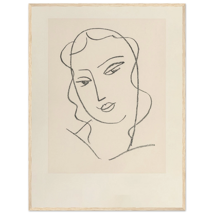 Minimalist line drawing Tête Voilée by Henri Matisse, reproduced as an archival fine art print symbolizing purity and calm.