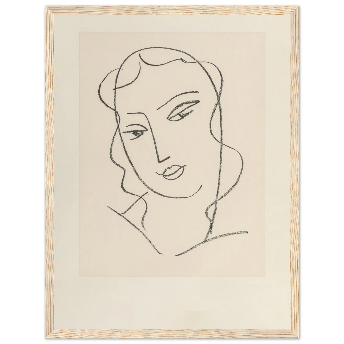 Minimalist portrait Tête Voilée (1950–1951) by Henri Matisse, showcasing elegant simplicity through precise, fluid linework