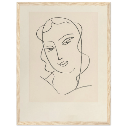 Minimalist portrait Tête Voilée (1950–1951) by Henri Matisse, showcasing elegant simplicity through precise, fluid linework