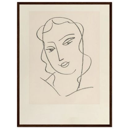 Modern art reproduction of Matisse’s Tête Voilée, a late-period work highlighting expressive contour and French modernist style.