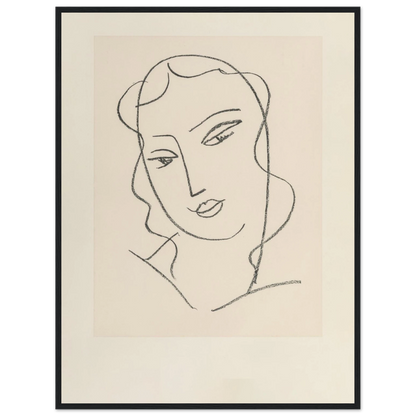 Wall art print of Matisse’s Tête Voilée, a refined contour portrait created with confident flowing lines and modern elegance.