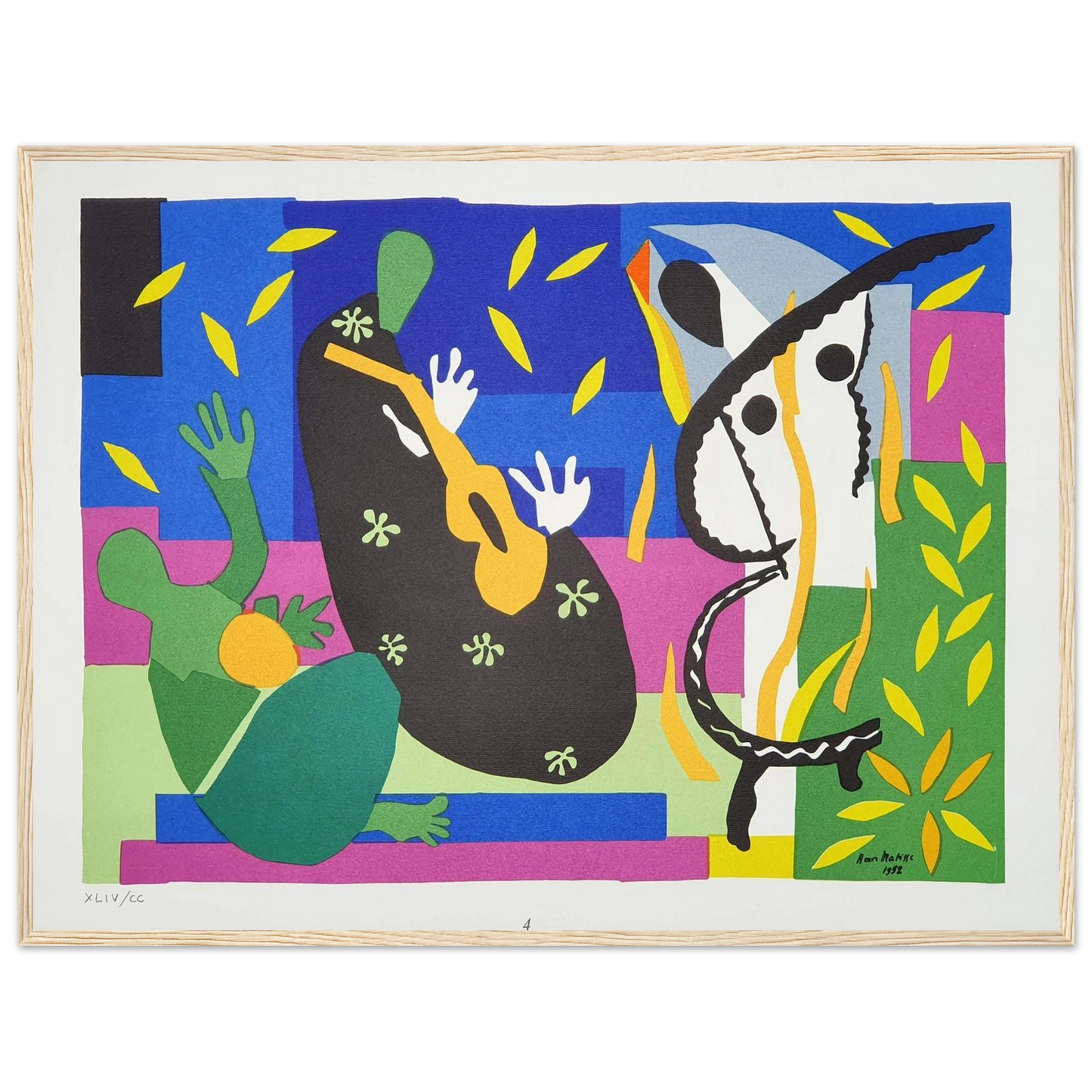 Abstract fine art print of The Sorrows of the King by Henri Matisse, featuring vivid shapes and musical rhythm in his iconic cut-out style.