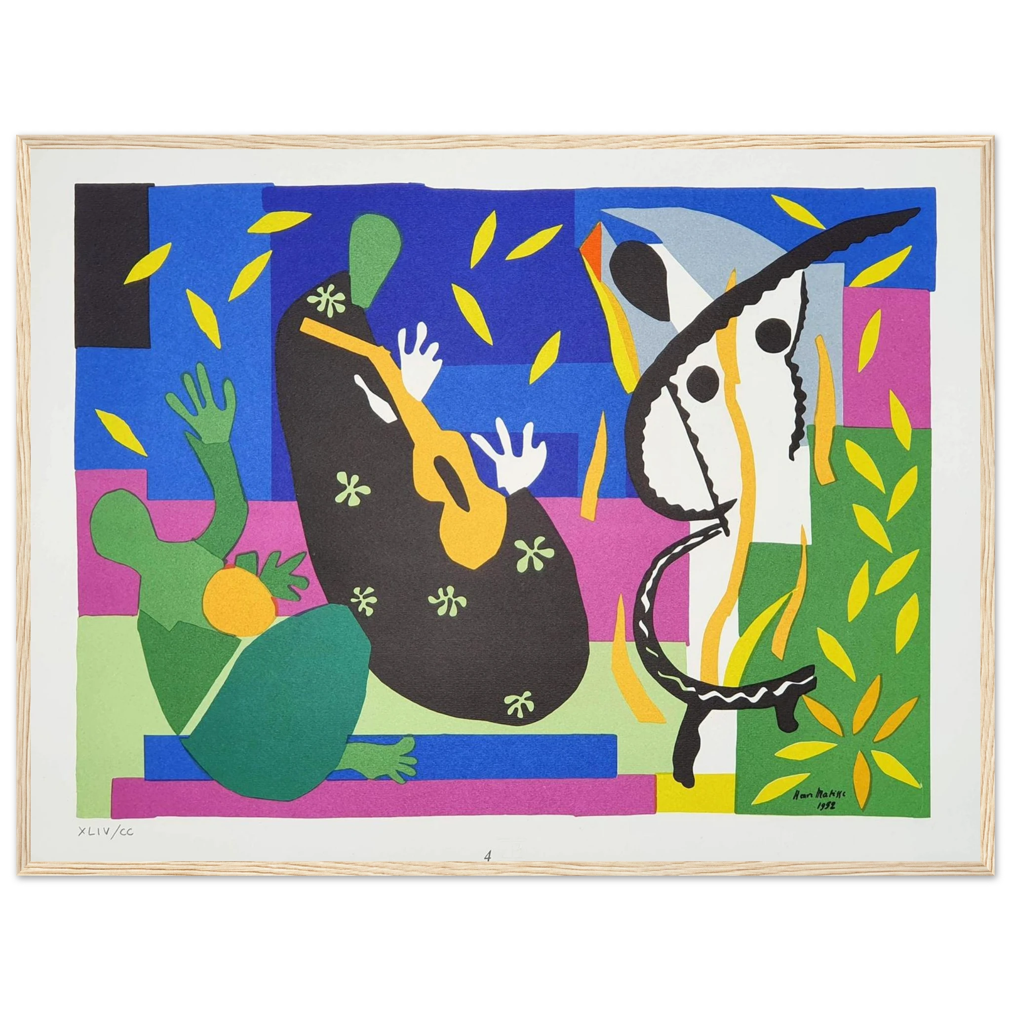 Abstract fine art print of The Sorrows of the King by Henri Matisse, featuring vivid shapes and musical rhythm in his iconic cut-out style.