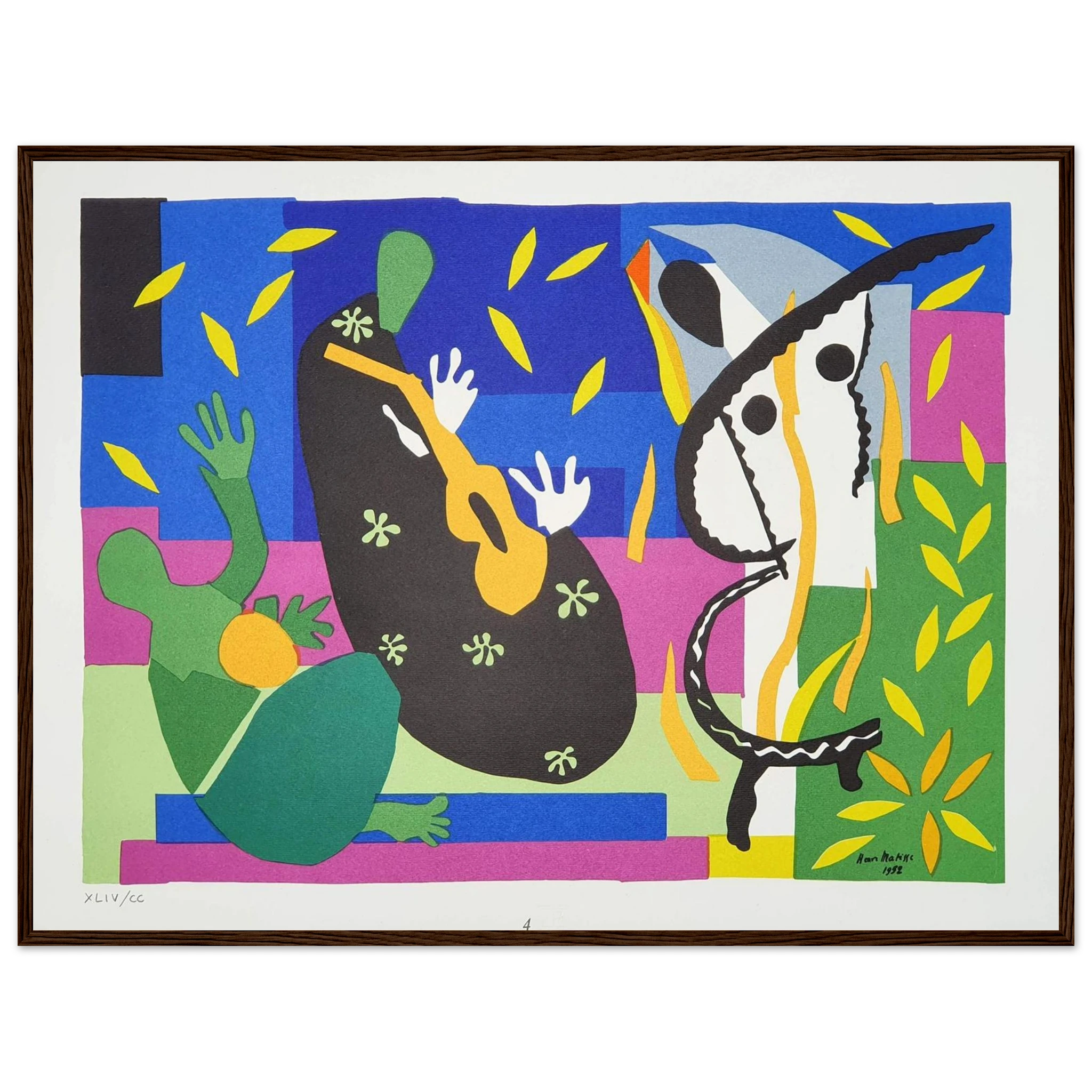 Mid-century modern wall decor featuring Matisse’s The Sorrows of the King, a colorful and contemplative masterpiece of modern art.