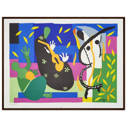 Mid-century modern wall decor featuring Matisse’s The Sorrows of the King, a colorful and contemplative masterpiece of modern art.
