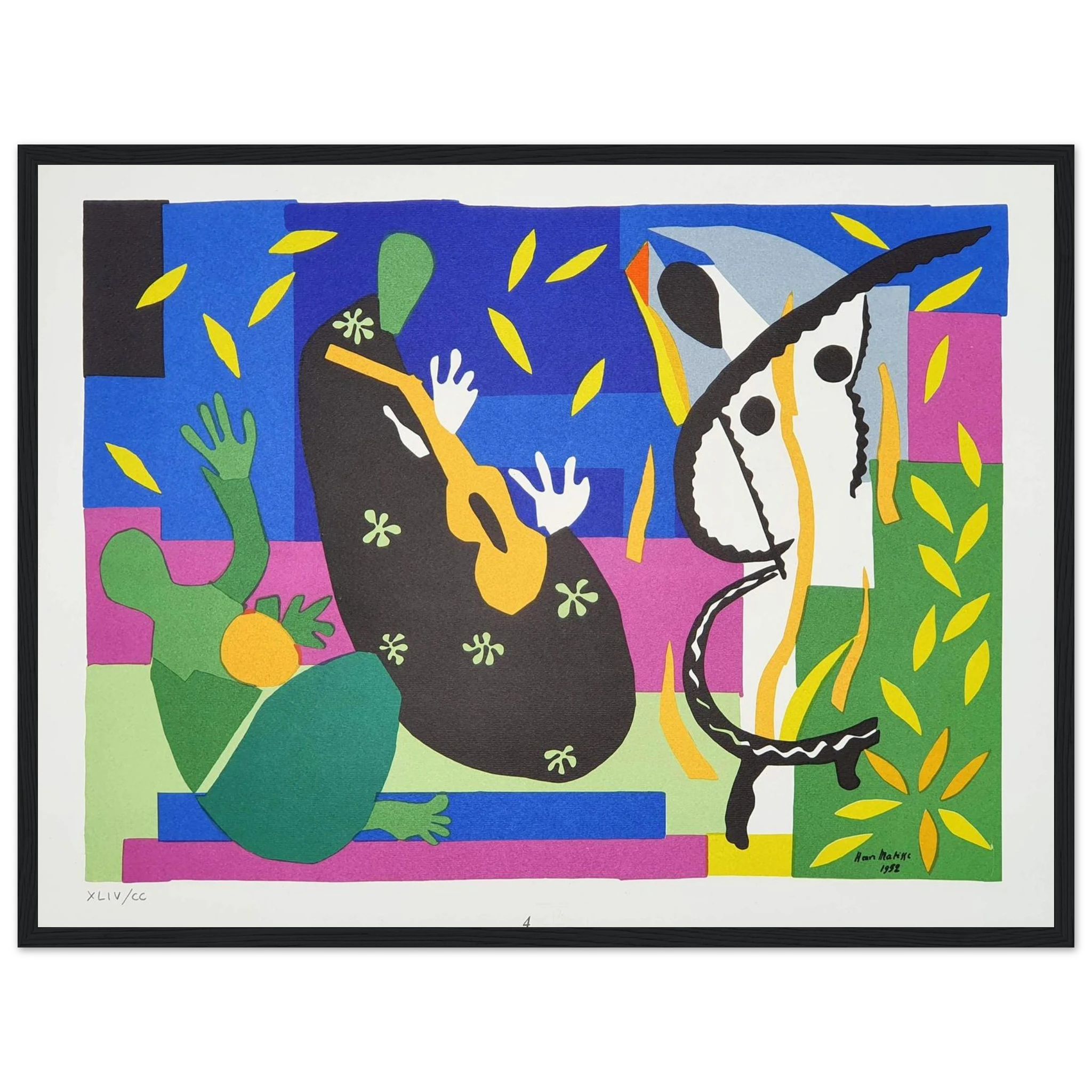 Modern art reproduction of The Sorrows of the King by Henri Matisse, showcasing abstract human forms and expressive mid-century color.
