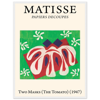 Abstract art reproduction of Matisse’s Two Masks and The Tomato, highlighting the artist’s late-career cut-out style.