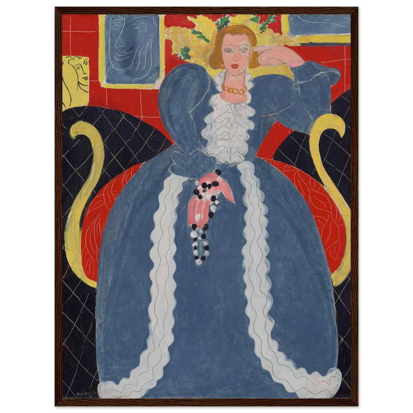 French modernist portrait Woman in Blue (1937) by Henri Matisse, reproduced as an archival-quality fine art print for collectors.